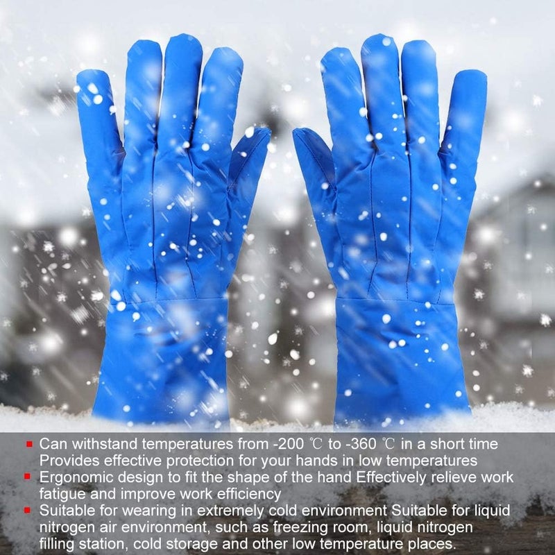 DAUERHAFT Cryogenic Gloves Breathable Blue Ski Gloves -200¡æ to -360¡æ Freeze Protection Cold Storage Liquid Nitrogen Protective Long Cuff - Image 2